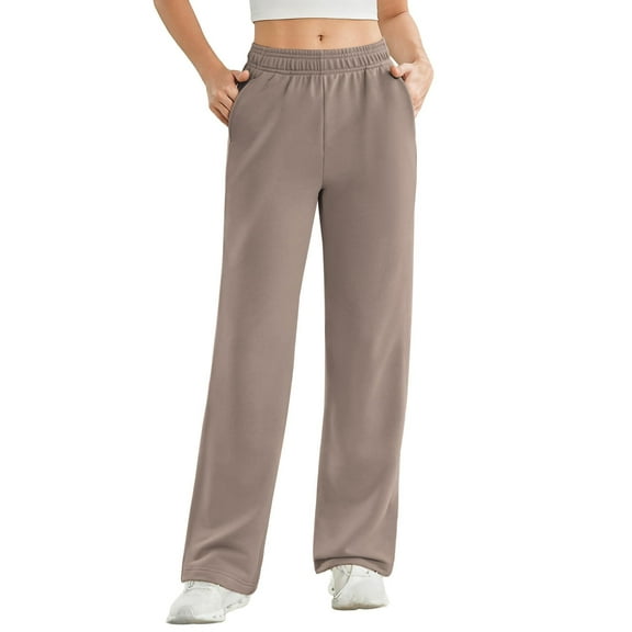 PINSPARK High-Waisted Sweatpants for Women Straight Leg Fitness Exercise Gym Sweat Pants Stretch Training Trip Casual Pant with Pockets and Inner Drawstring