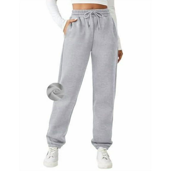 PINSPARK Sweatpants Women Fleece Sweatpant Baggy Winter Warm Joggers Pant Outdoor Sweat Pants Drawstring Trousers Pockets