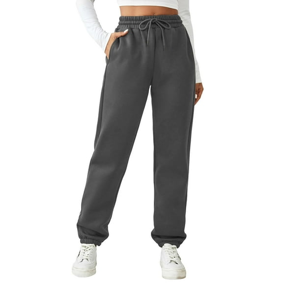 PINSPARK Sweatpants Women Fleece Sweatpant Baggy Winter Warm Joggers Pant Outdoor Sweat Pants Drawstring Trousers Pockets