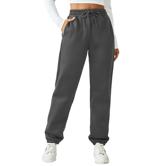 Pinspark Sweatpants Women Fleece Sweatpant Baggy Winter Warm Joggers Pant Outdoor Sweat Pants Drawstring Trousers Pockets