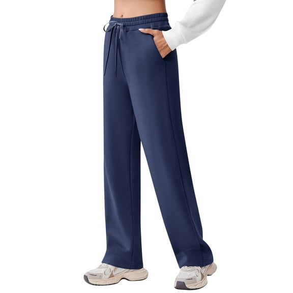 Pinspark Wide Leg Sweatpants Women High Waisted Baggy Casual Workout Pants Soft Drawstring Athletic Pants with 2 Pockets