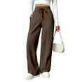thumbnail image 1 of Pinspark Baggy Wide Leg Sweatpants for Women High Waisted Long Pant Loose Straight Leg with Two Side Pockets, 1 of 6