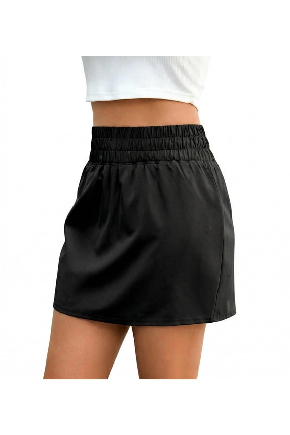 Women's Golf Tennis Skort Elastic High Waist Wide Waistband Weightless Athletic Skirt with Built-in Shorts for Pickleball Workout Running