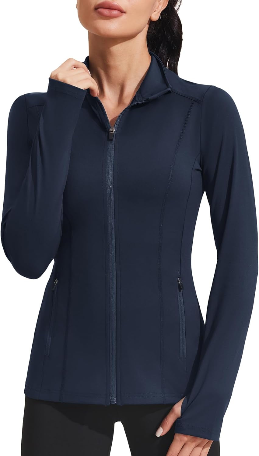 PINSPARK Women's Athletic Jackets Slim Fit Workout Full Zip Up Running