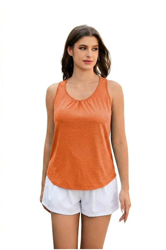 Women's Racerback Yoga Tank Top Sleeveless Athletic Shirt Long Length Gym Tops Lightweight Workout Running Shirts