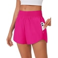 thumbnail image 1 of Pinspark Women's High Waisted Running Shorts Mesh Liner Athletic Shorts Quick Dry Gym Workout Shorts with Zip Pocket, 1 of 7