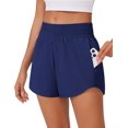 thumbnail image 1 of PINSPARK Women's Athletic Shorts High Waisted Liner Running Shorts Quick Dry Gym Workout Shorts with Zip Pockets 2.5" Inseam, 1 of 7
