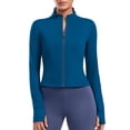 thumbnail image 1 of Pinspark Woman Workout Running Jackets Full Zip Up Athletic Gym Yoga Jacket Thumb Holes Soft Golf Sports Tops with 4 Pockets, 1 of 8