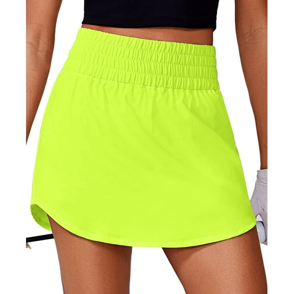 PINSPARK Womens Golf Skirt Elastic High Waist Tennis Skort Wide Waistband Sport Skirts Weightless Workout Skorts for Pickleball Workout Running