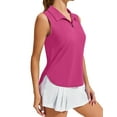 thumbnail image 1 of PINSPARK Womens Golf Polo Lightweight V Neck Tennis Tank Top Sun Protection Workout Shirt with Collar, 1 of 5