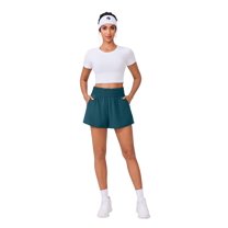 PINSPARK Womens High Waisted Running Shorts, Lightweight Breathable Quick Dry Stretch Linerless Athletic Shorts with Pockets