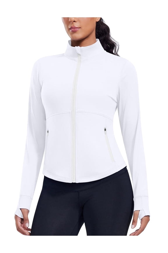 Womens Running Workout Jackes Full Zip Slim Fit Athletic Tops with Pockets Comfy Breathable Yoga Sports Track Jackets