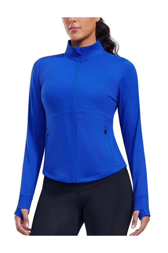 Womens Running Workout Jackes Full Zip Slim Fit Athletic Tops with Pockets Comfy Breathable Yoga Sports Track Jackets