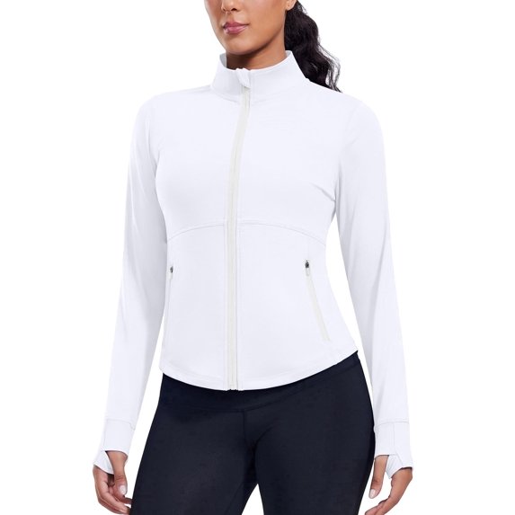 Pinspark Womens Running Workout Jackes Full Zip Slim Fit Athletic Tops with Pockets Comfy Breathable Yoga Sports Track Jackets