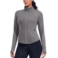 thumbnail image 1 of PINSPARK Womens Running Workout Jackes Full Zip Slim Fit Athletic Tops with Pockets Comfy Breathable Yoga Sports Track Jackets, 1 of 8