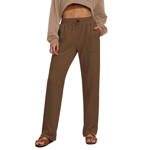 Pinspark Womens Straight Leg Sweatpants Casual Athletic Workout Pants Stretch Soft Lounge Pants with Pockets