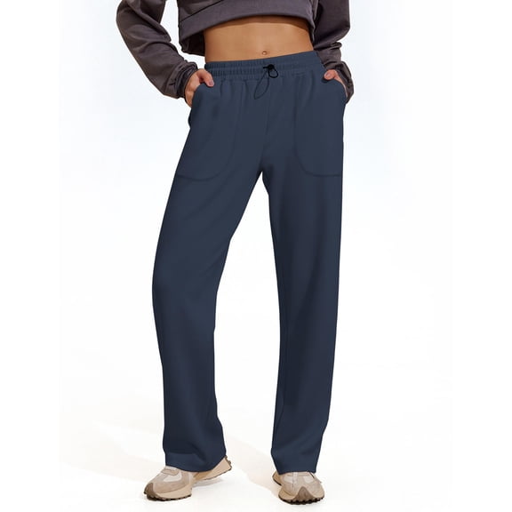 Pinspark Womens Straight Leg Sweatpants Casual Athletic Workout Pants Stretch Soft Lounge Pants with Pockets