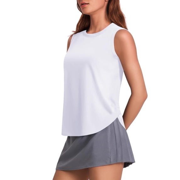 Pinspark Athletic Tank Tops for Women Moisture Wicking Workout Tanks UPF 50+ Sleeveless Yoga Shirt with Side Slits Loose Fit Gym Top for Running