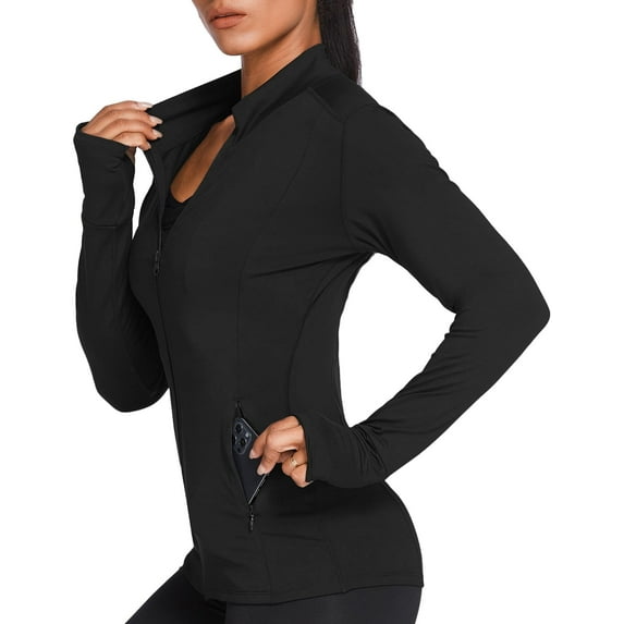 Pinspark Workout Jackets for Women Lightweight Flim Fit Jacket Full Zip Sports Tops Breathable Activewear