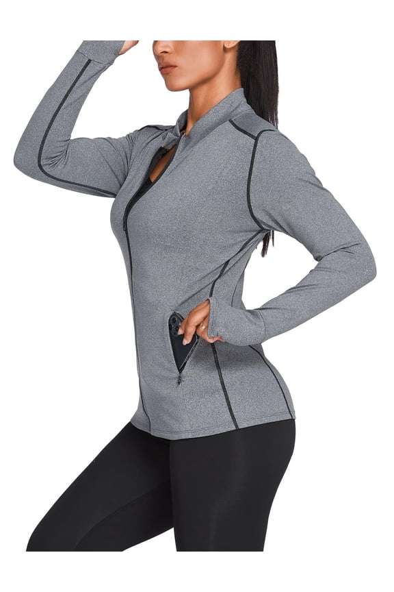 Workout Jackets for Women Lightweight Flim Fit Jacket Full Zip Sports Tops Breathable Activewear