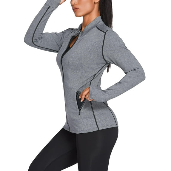 Pinspark Workout Jackets for Women Lightweight Flim Fit Jacket Full Zip Sports Tops Breathable Activewear