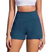 Pinspark Biker Shorts for Women High Rise Running Shorts Tummy Control Yoga Short with Pockets Gym Active Shorts