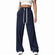 Pinspark Womens Sweatpants Wide Leg Lounge Pants Elastic High Waist Sweatpant Athletic Sweat Pants with Pocket and Drawstring