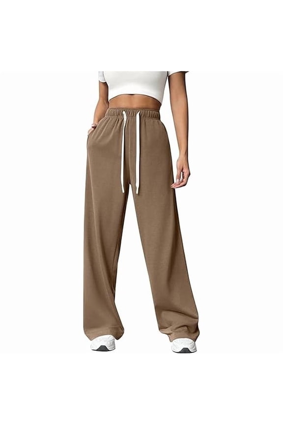 Womens Sweatpants Wide Leg Lounge Pants Elastic High Waist Sweatpant Athletic Sweat Pants with Pocket and Drawstring