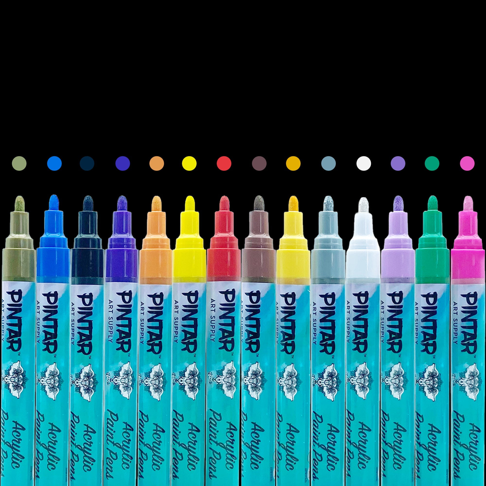 PINTAR Oil Based Paint Pens - 20 Medium Tip & 4 Fine Tip Colored