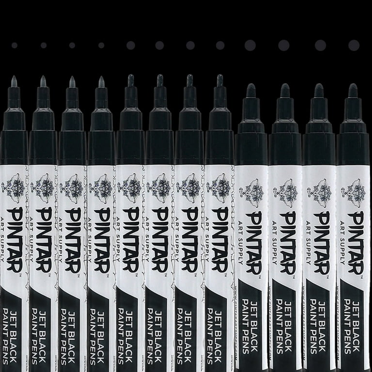 PINTAR Black Acrylic Paint Markers - Artist Brush Pens, Paint Pens