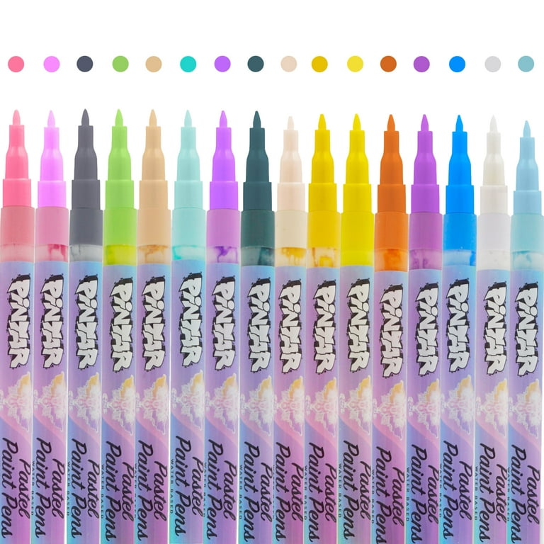 PINTAR Pastel Acrylic Paint Pens - Extra Fine Tip Brush Pens & Fabric  Markers for Drawing & Art Supplies - Acrylic Paint Markers for Rock  Painting