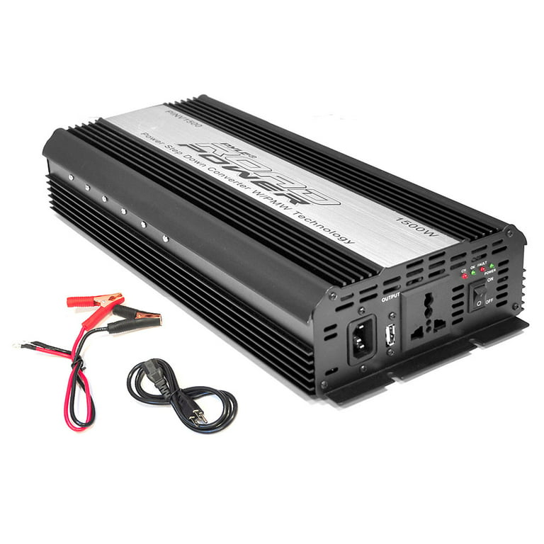 PINV1500 - Plug in Car 1,500 Watt 12v DC to 115 Volt AC Power Inverter w/ Modified  Sine Wave & 5 Volt USB Outlet 