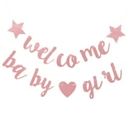 PINXOR Girl Welcome Banner for Shower Decorations, Party Supplies, Celebration, and Themed Event Decor