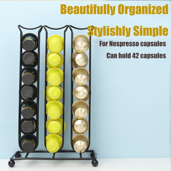 PINYU 42 Capsules Capacity Detachable Organizer Multicolour Iron Coffee Pod Holder