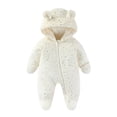 thumbnail image 1 of PIOMLL Girl'S Bodysuits Thermal Snowsuit Baby Insulated Hood Warm Padded Romper White Kids Romper 0-3 Months, 1 of 3