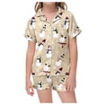 thumbnail image 1 of PIOMLL Girls Christmas Pajamas Set Kids' Classic Print Button Down Collar Short Sleeve Top & Shorts Light Pink Fall Home Set 12-13 Years, 1 of 6