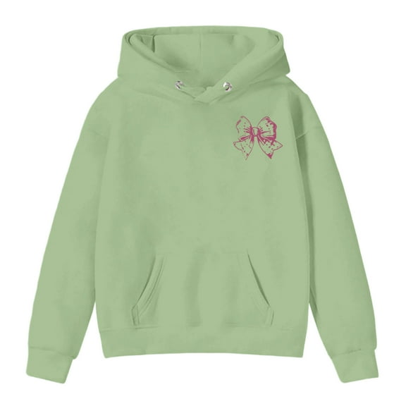 PIOMLL Girls' Tops, Tees & Blouses Hooded Graphic Print Long Sleeve Pullover Cute Designs School Light Green Going Out Fall Tops 3-4 Years