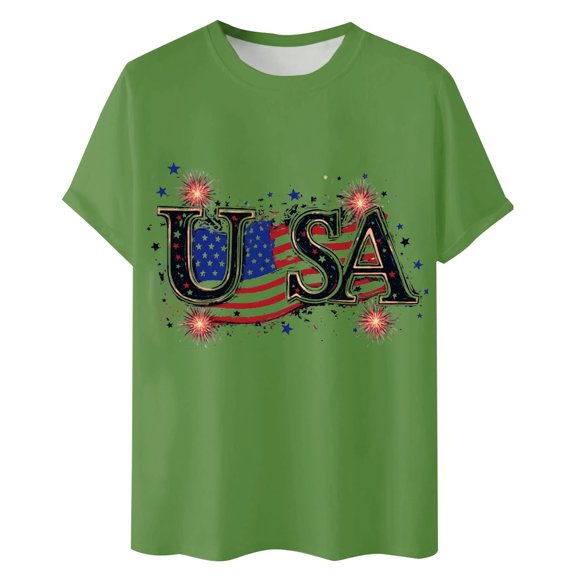 PIOMLL Men's T Shirts Loose Fit Short Sleeve Round Neck With Stylish Print Summer Outfits Green Athletic Fall Shirts 2XL