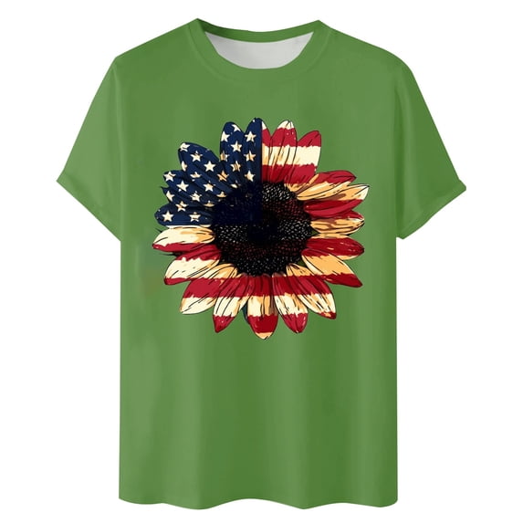 PIOMLL Men's T-Shirts Relaxed Fit Short Sleeve Round Neck Summer Fashion Print Green Fall Tops 2XL