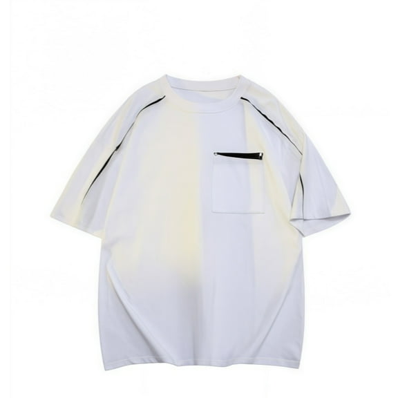 PIOMLL Men's Tops, Tees & Blouses Striped Short Sleeve Lightweight Summer Color Block Design White Casual Fall Tops 4XL