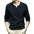 thumbnail image 1 of PIOMLL Mens Shirts And Tops Long Sleeve Layered With Inner Layer Two Piece Design Crew Neck Navy Going Out Fall Tops 2XL, 1 of 5