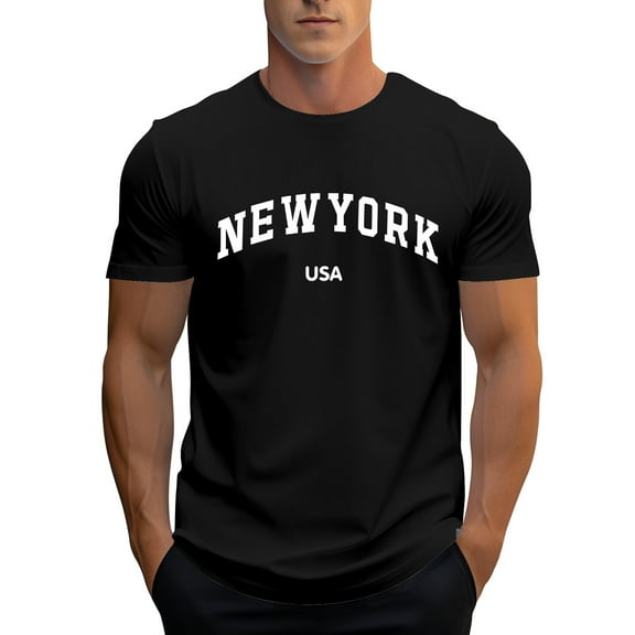 PIOMLL Mens Shirts And Tops Raglan Sleeve Letter Print Short Sleeve Floral Trend Bottoming Black Graphic Fall Tees M