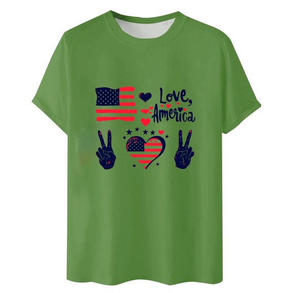 PIOMLL Mens T Shirt Summer Short Sleeve Loose Fit Round Neck Everyday Wear Green Fall Clothing M