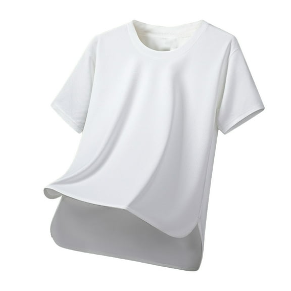 PIOMLL T Shirts for Men Outdoors Comfortable Versatile Summer Apparel Relaxed Style White Casual Fall Tops 2XL