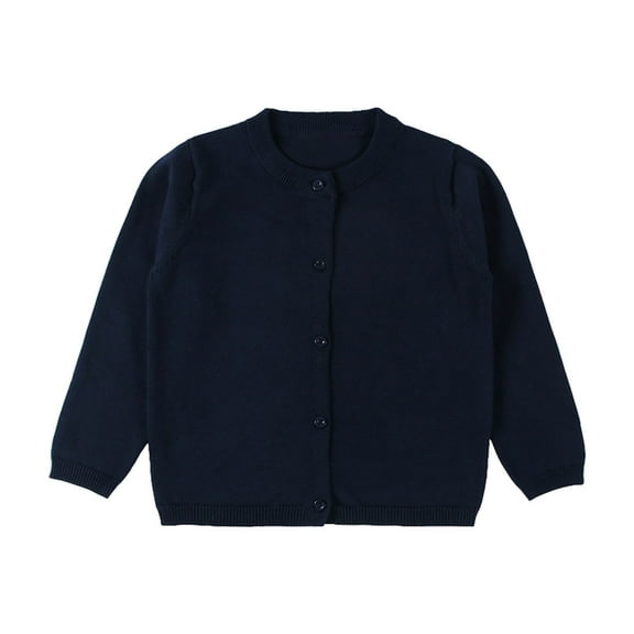 PIOMLL Tshirts Shirts for Girls Baby Cardigan Long Sleeve Button Sweater Crew Neck Cardigans Sweater Navy Fall Tops 3Y
