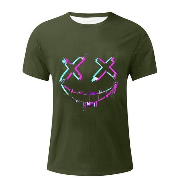 PIOMLL Tshirts Shirts for Men Funny Summer Sports Daily Wear Lightweight Humor Army Green Graphic T-Shirts L