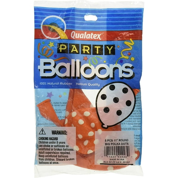 PIONEER BALLOON COMPANY Round Big Polka Dots, 11", Orange