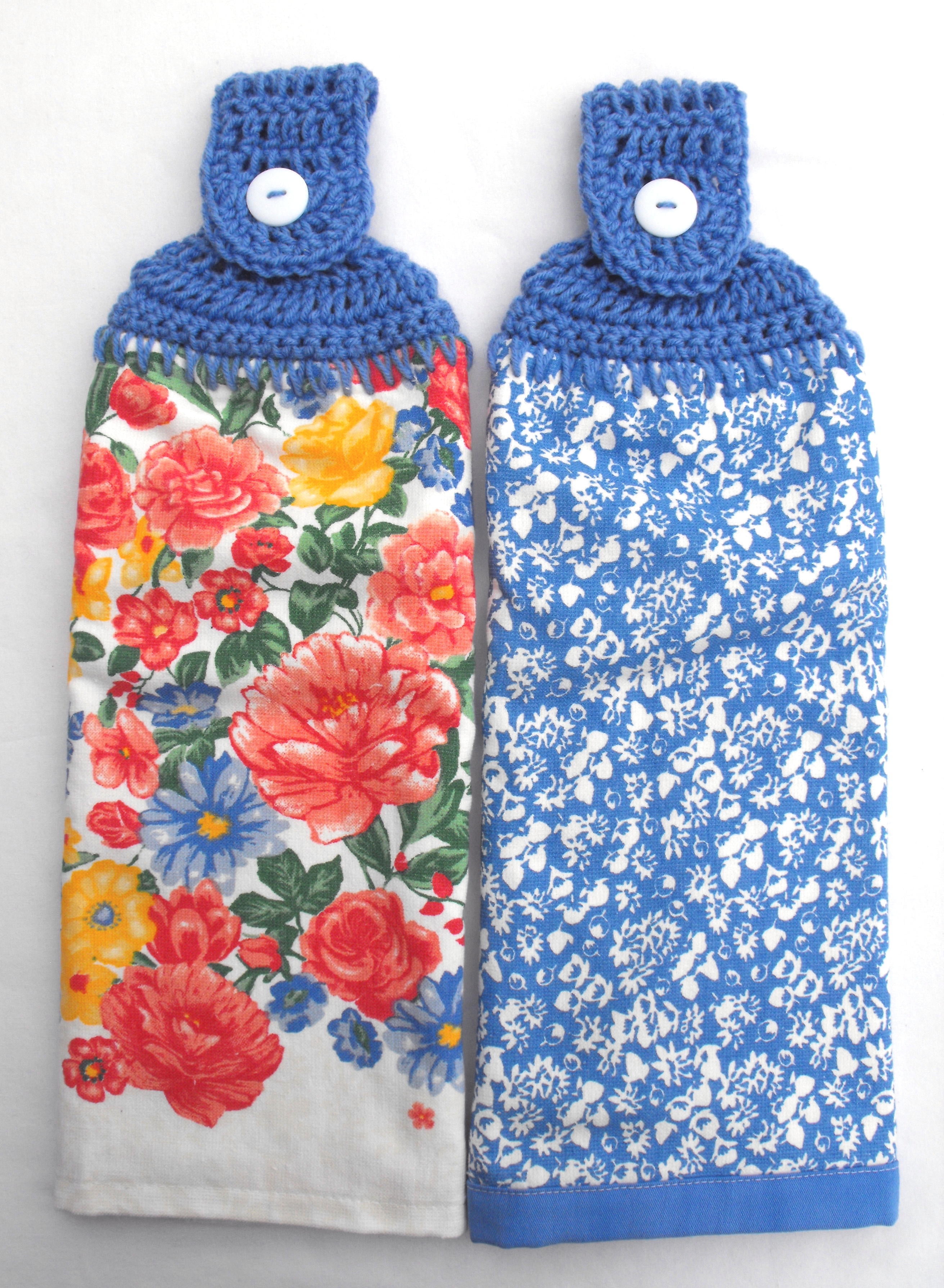 PIONEER BRILLIANT BLOOMS - 2 DOUBLE/FULL HANDMADE CROCHET TOP HANGING  KITCHEN TOWEL - BLUE TOPPERS - Walmart.com, image size:2623x3576