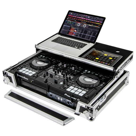 PIONEER DDJ-800 DJ CONTROLLER GLIDE STYLE CASE WITH A 1U 19" BOTTOM RACK *Compatible with Producer Series GSABL glide platform support angled panels