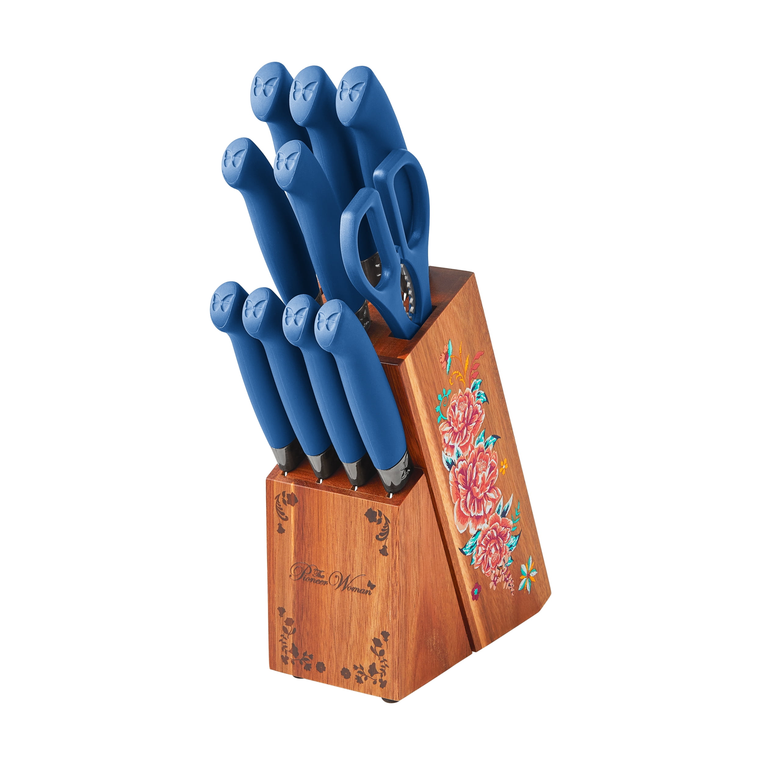 The Pioneer Woman 11-Piece Stainless Steel Knife Block Set, Dark Blue - Walmart.com